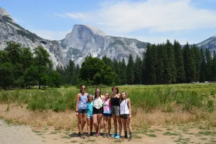 Campers with half dome in background